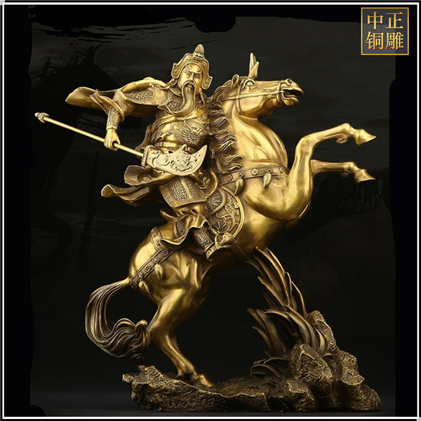 開光純銅騎馬銅關公像